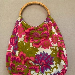 J. Crew Floral Purse with Bamboo Handle